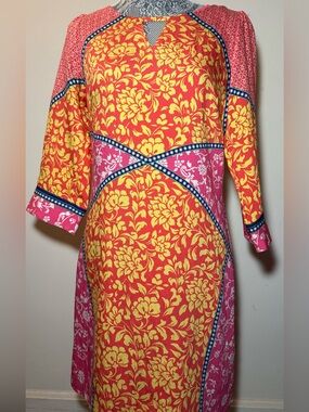 Laundry by Shelli Segal women’s dress orange/yellow colorful floral midi size 6